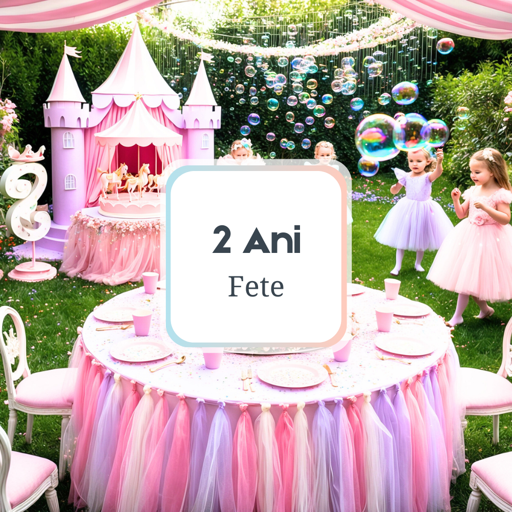 Petrecerea de 2 Ani Fete, O scenă fermecătoare și festivă pentru sărbătorirea celui de-al doilea an al unei fetițe, cu decoruri pastelate și accesorii tematice.